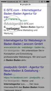 Screenshot "Für Mobilgeräte" in den Suchergebnissen